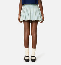 Jupe courte plissée en denim - Bleached Blue