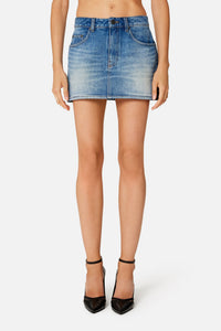 Jupe courte en denim - Used Blue