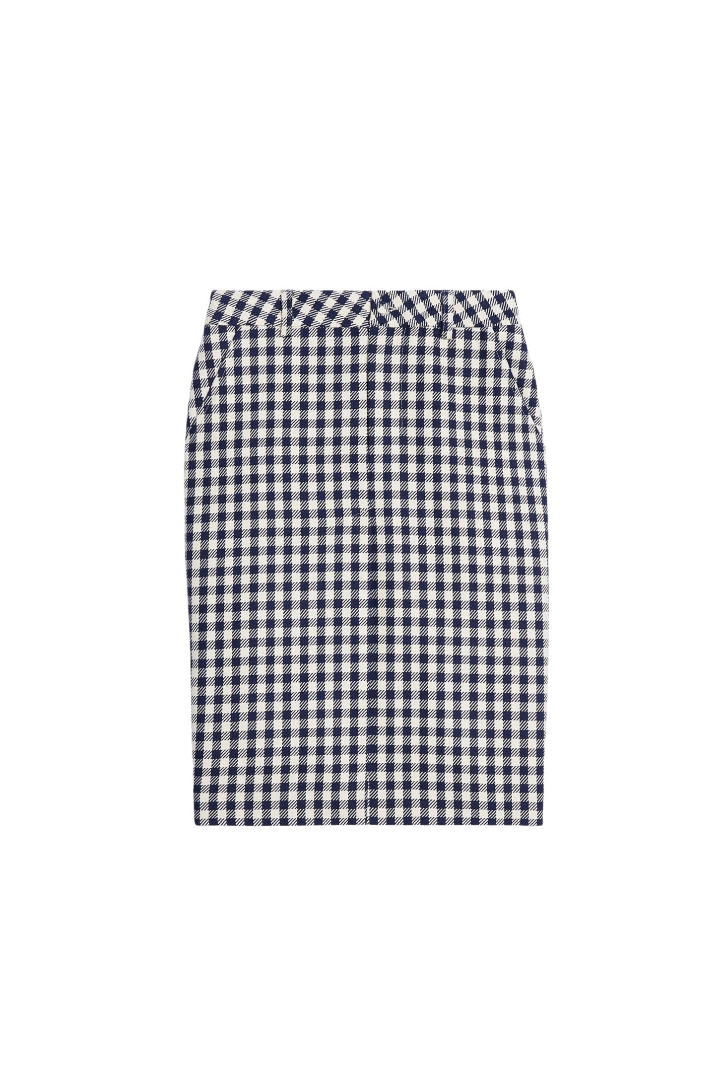 Jupe crayon fendue en laine mélangée - Nautic Blue & Natural White