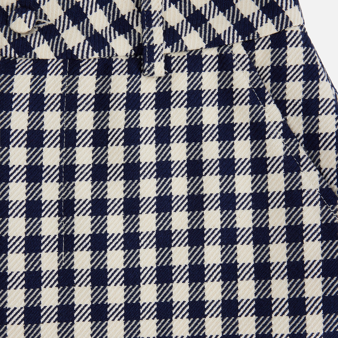 Jupe crayon fendue en laine mélangée - Nautic Blue & Natural White