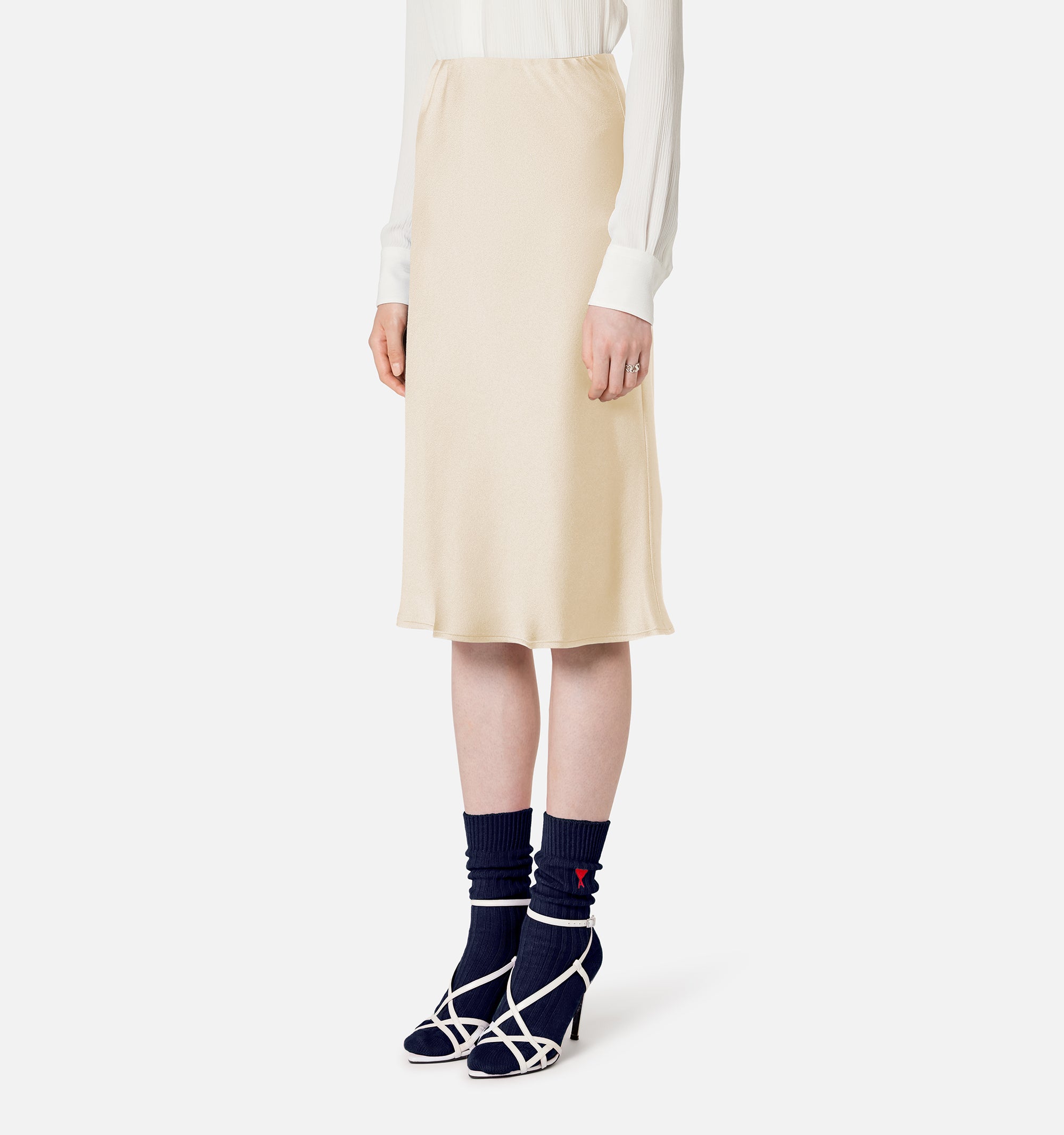 Jupe midi en soie mélangée - Vanilla