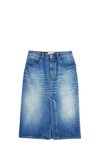 Split pencil skirt in denim - Used Blue
