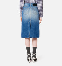 Split pencil skirt in denim - Used Blue