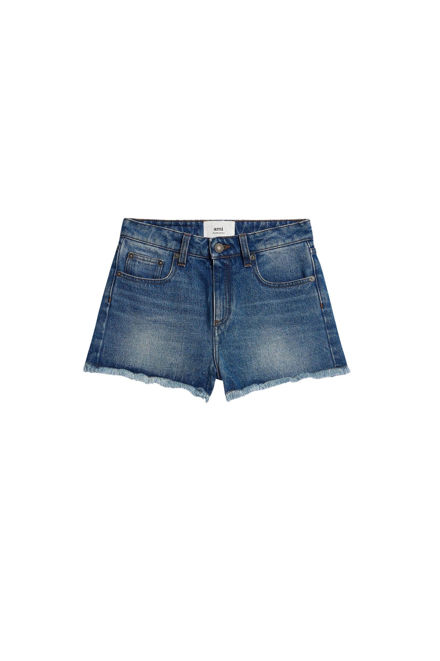 Short effiloché en denim - Used Blue