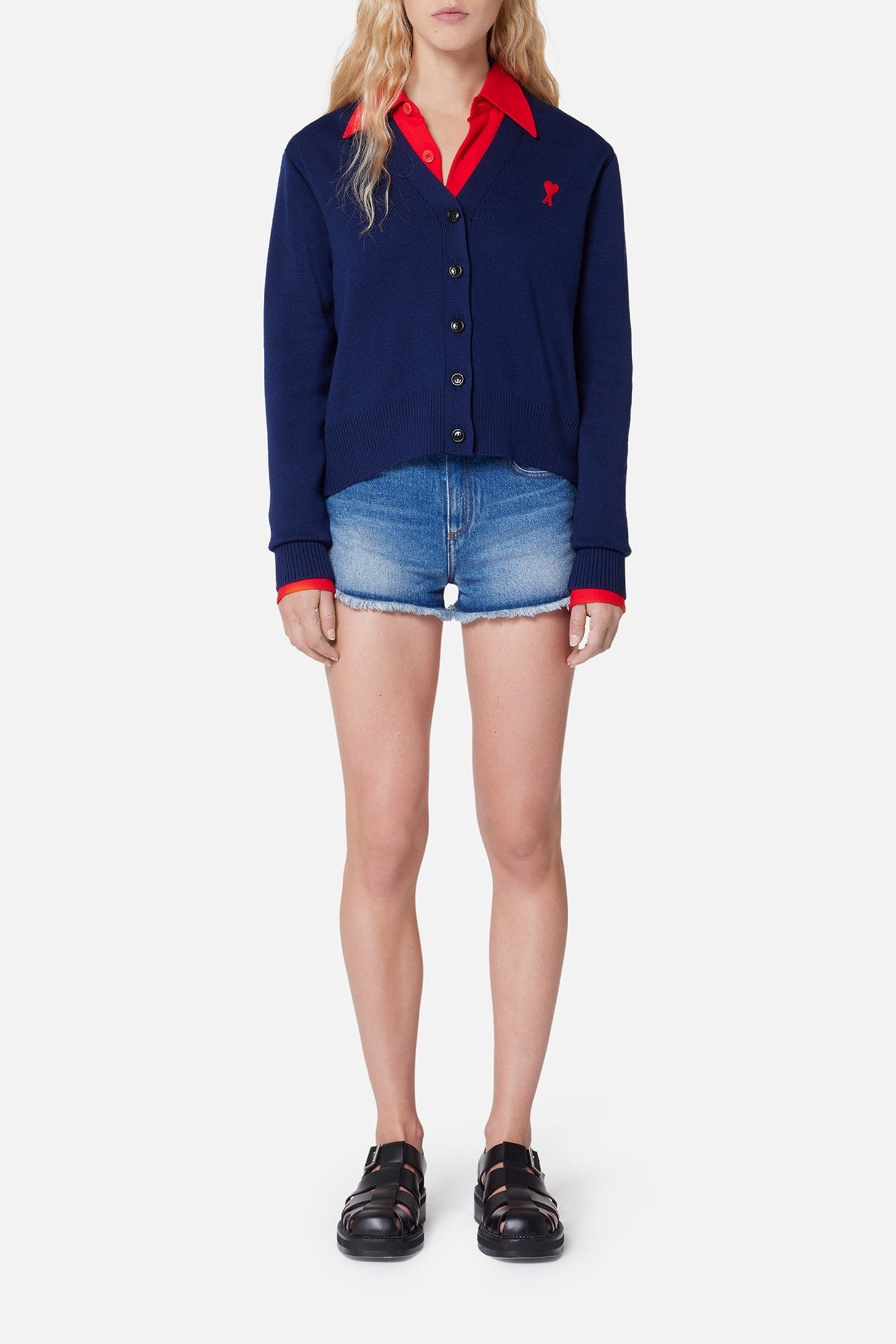 Denim frayed shorts - Used Blue