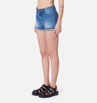 Denim frayed shorts - Used Blue