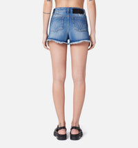 Denim frayed shorts - Used Blue
