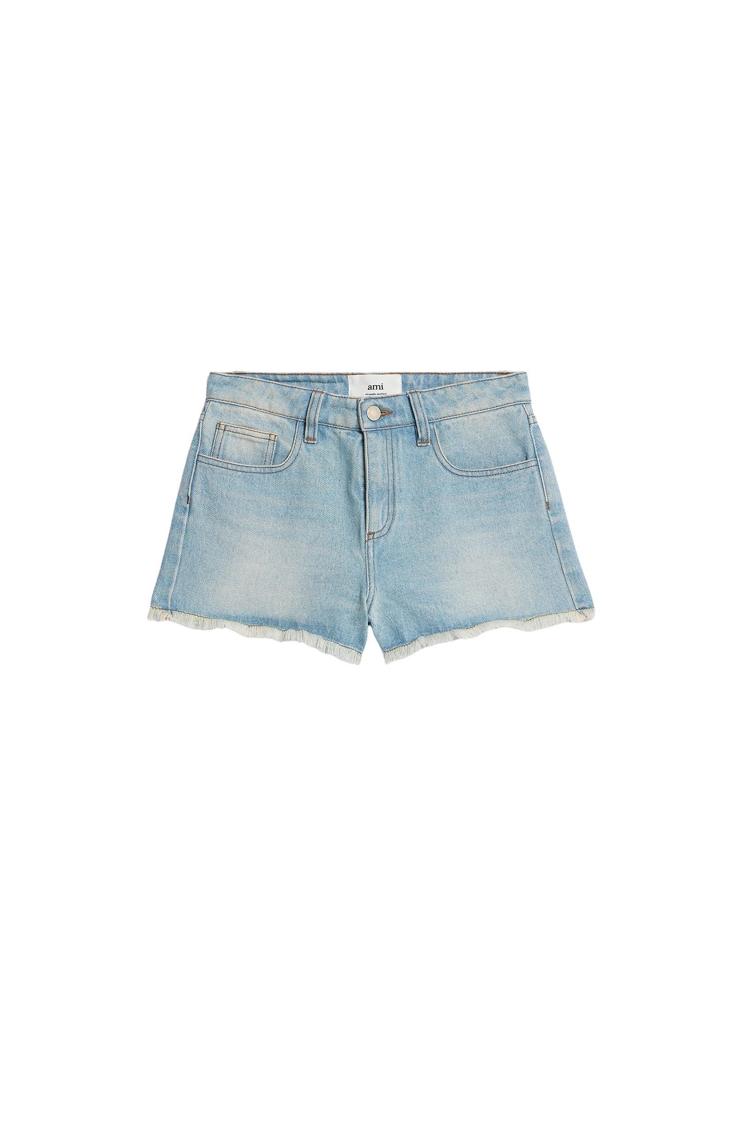 Short effiloché en denim - Bleached Blue