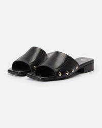 Studded leather mules - Black
