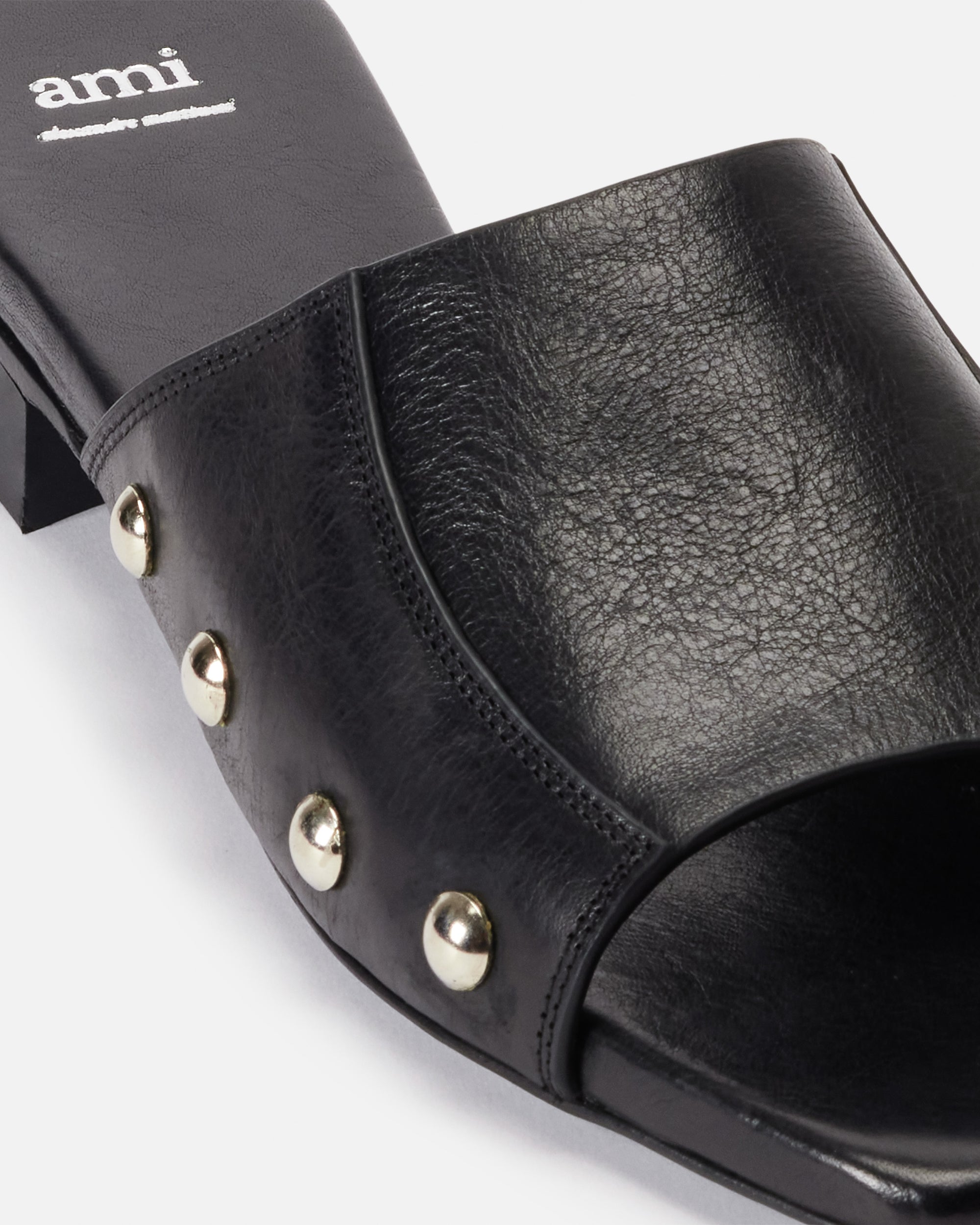Studded leather mules - Black