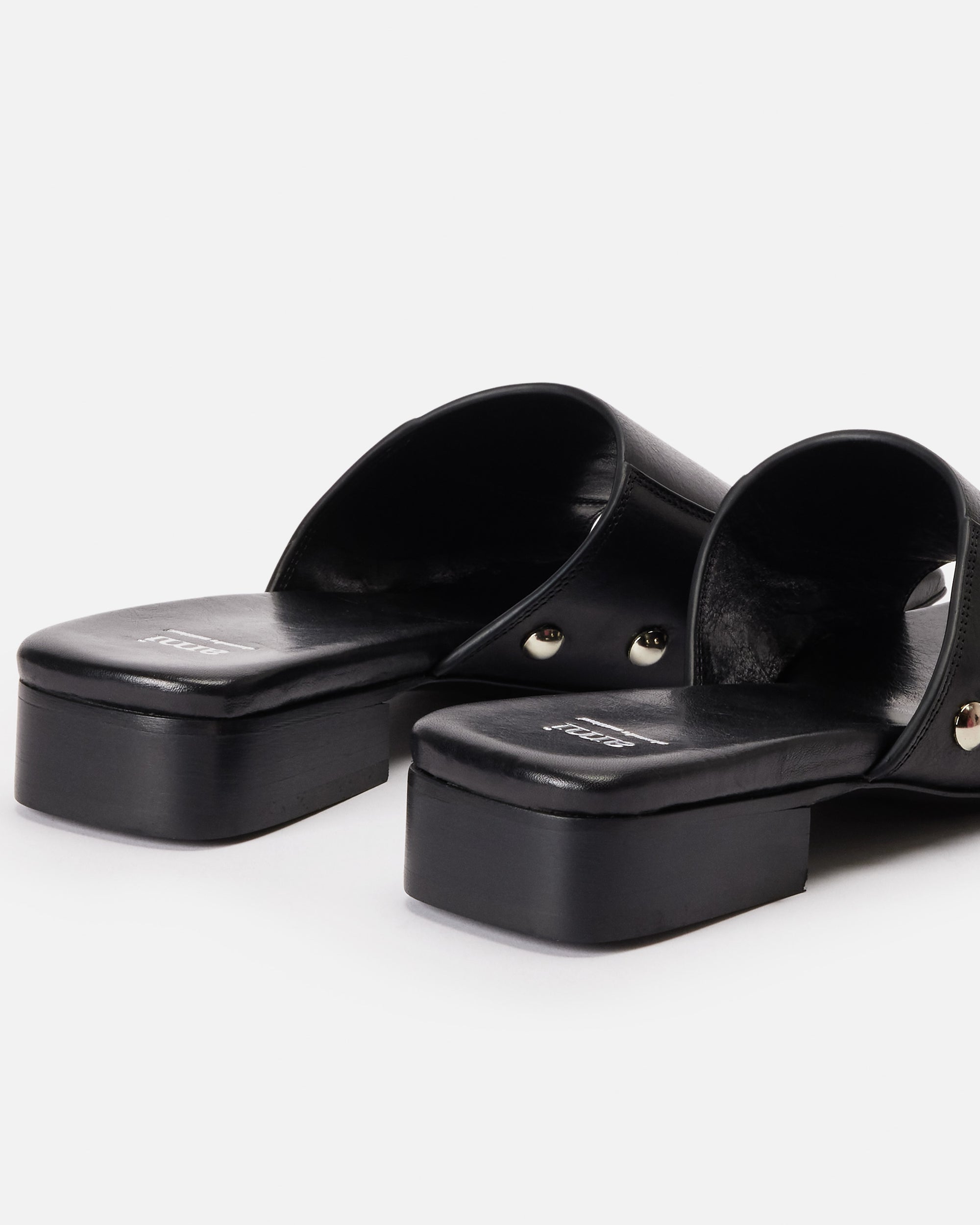 Studded leather mules - Black