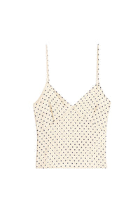 Polka dot tank top with thin silk straps - Vanilla & Nautic Blue