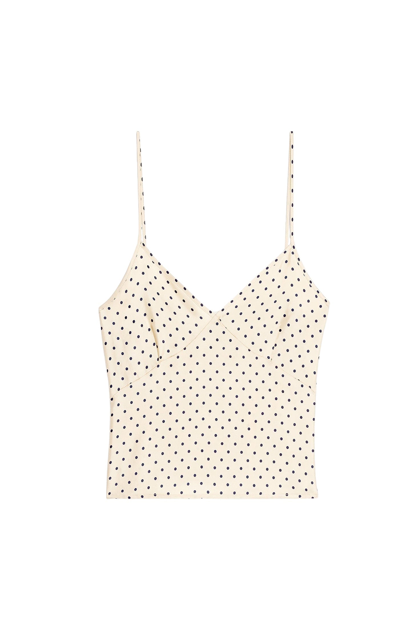 Polka dot tank top with thin silk straps - Vanilla & Nautic Blue
