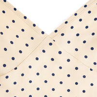 Polka dot tank top with thin silk straps - Vanilla & Nautic Blue