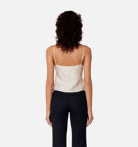 Polka dot tank top with thin silk straps - Vanilla & Nautic Blue