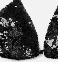 Brassière à sequins en laine - Black