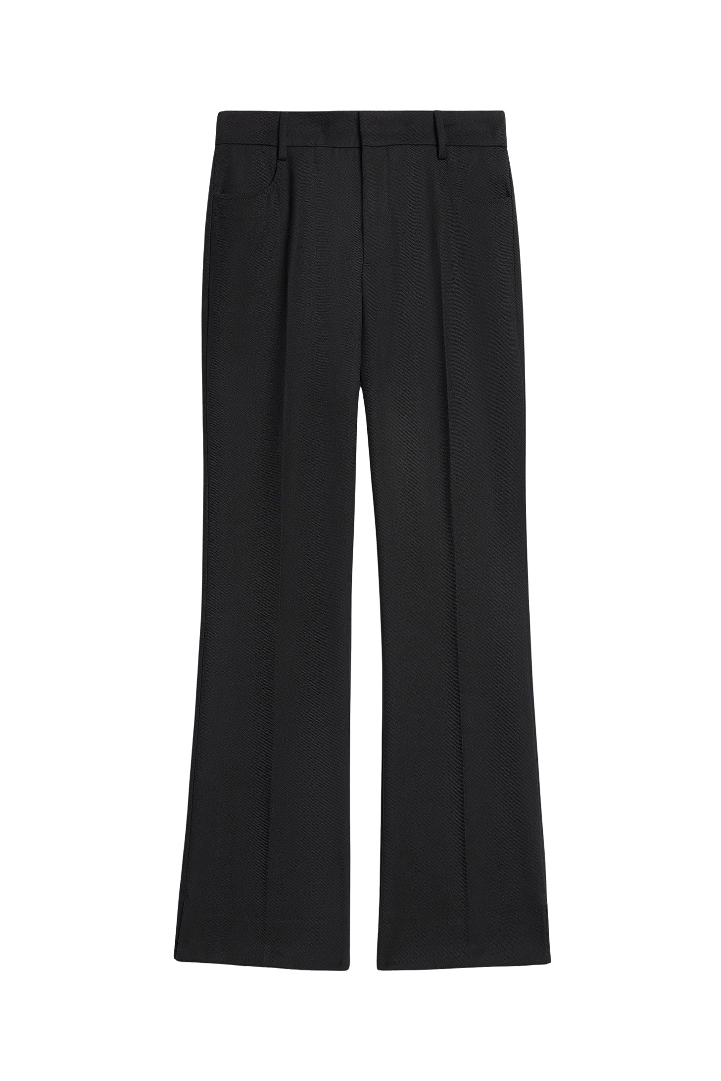 Pantalon evasé en laine mélangée - Black