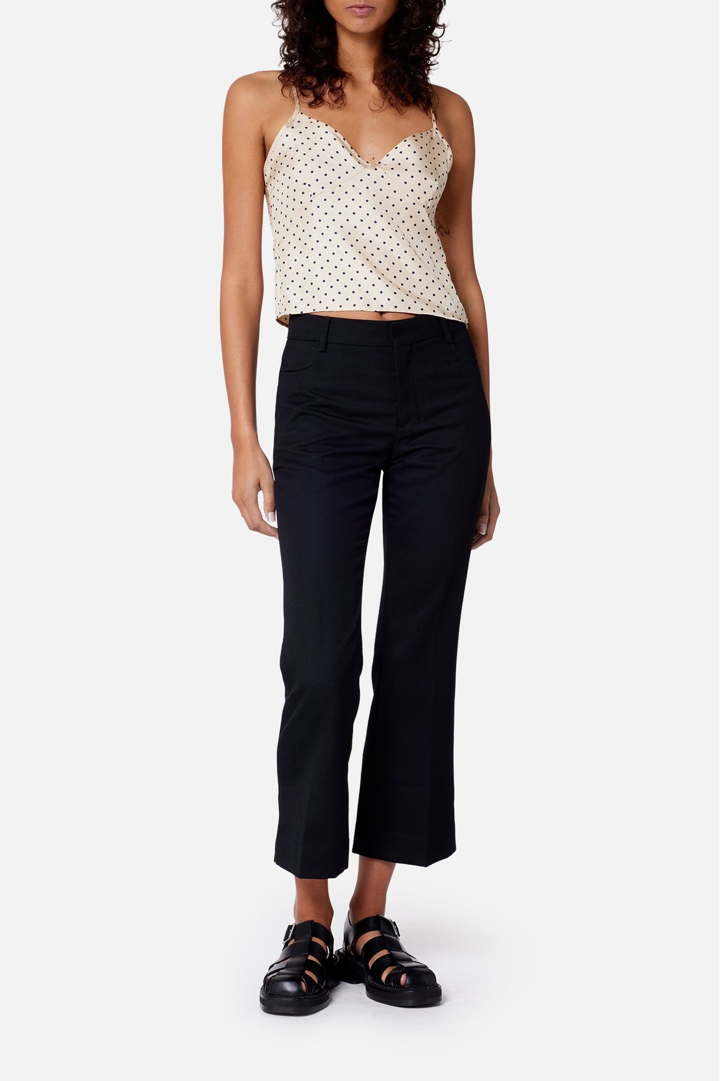 Pantalon evasé en laine mélangée - Black