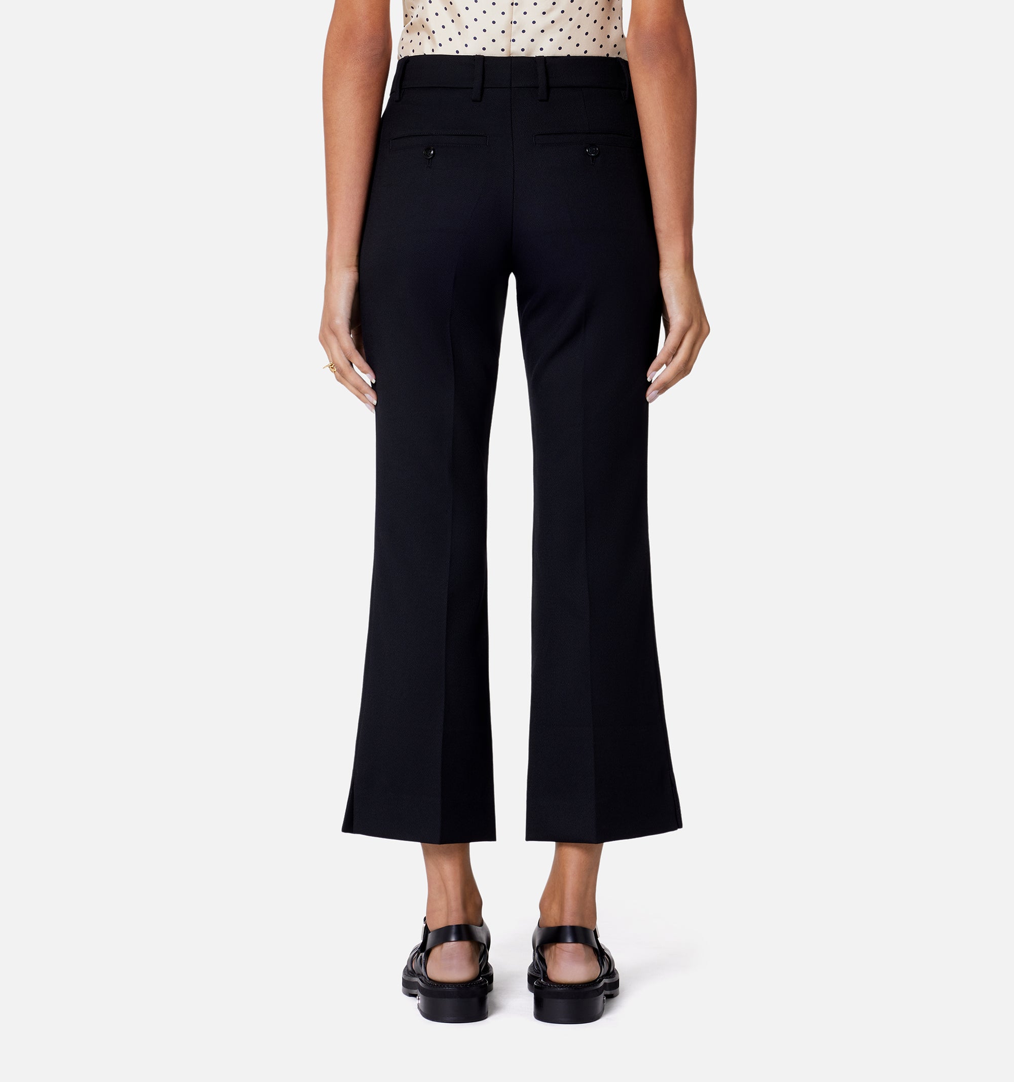 Pantalon evasé en laine mélangée - Black