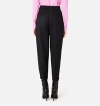 Pantalon coupe carotte en laine mélangée - Black