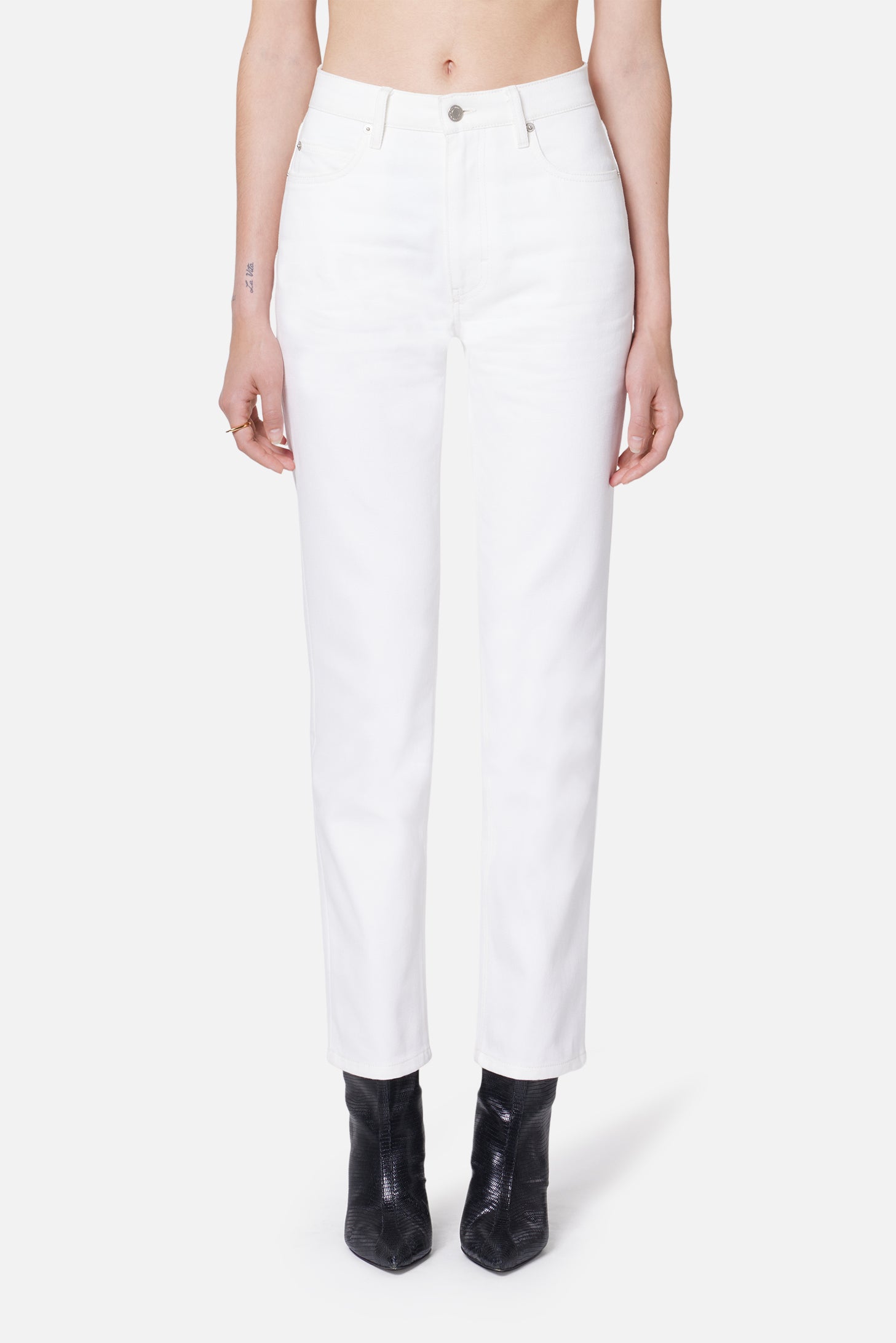 Pantalon droit à poches en denim - Natural White