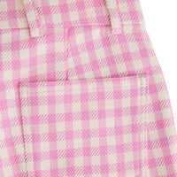 Pantalon cigarette à motif vichy en laine mélangée - Candy Pink & Natural White