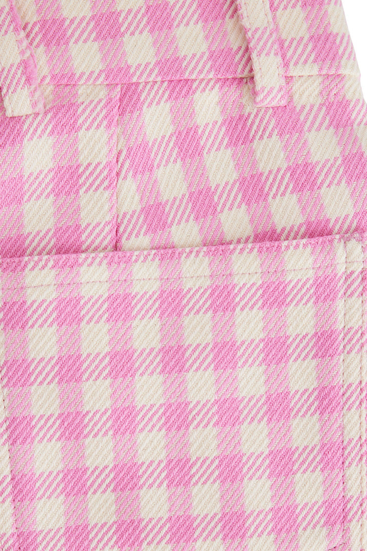 Pantalon cigarette à motif vichy en laine mélangée - Candy Pink & White