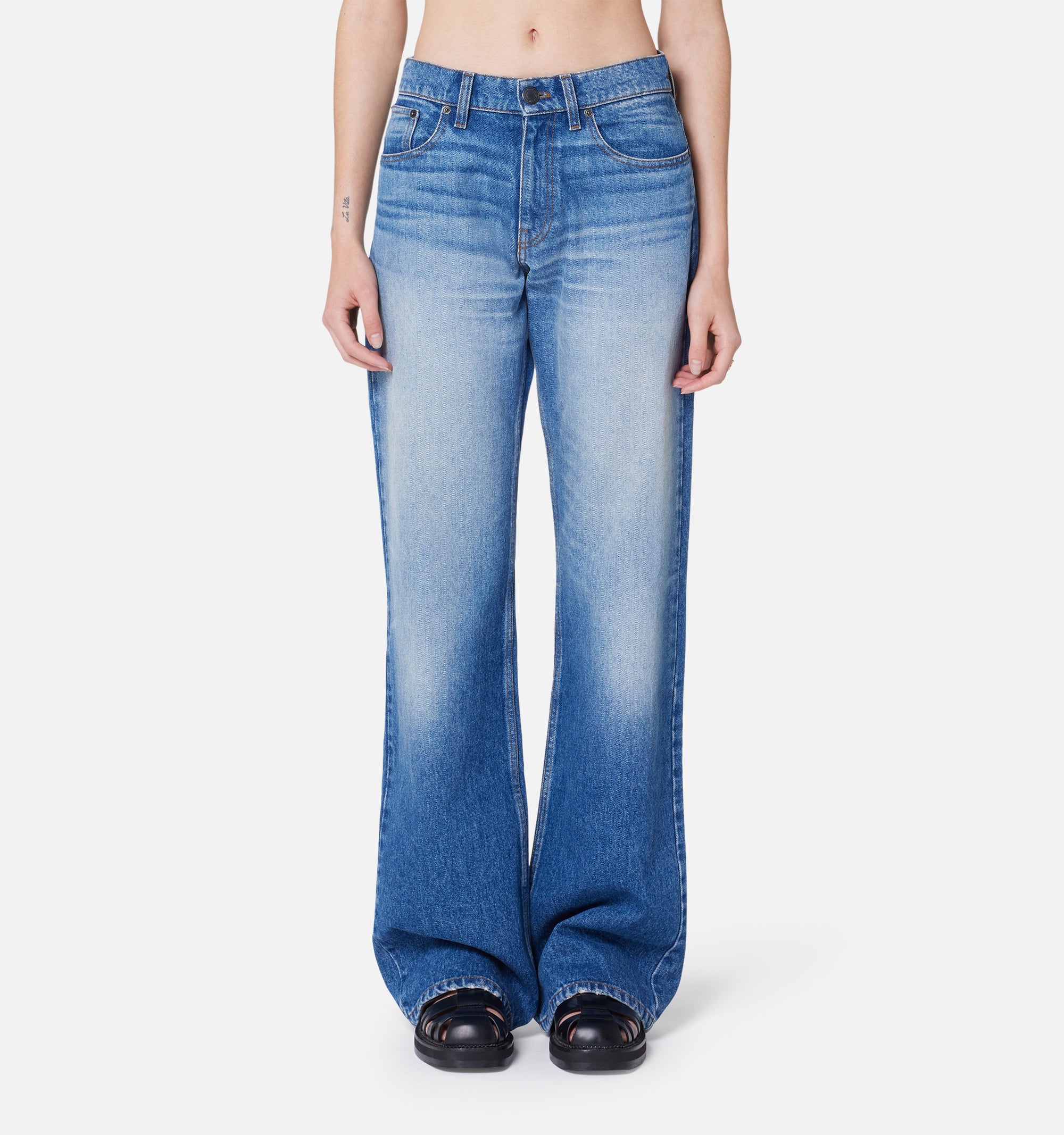 Pantalon boyfriend en denim - Used Blue