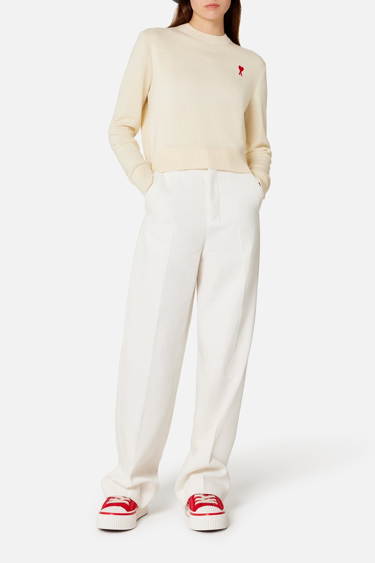 Pantalon droit à pinces - Natural White