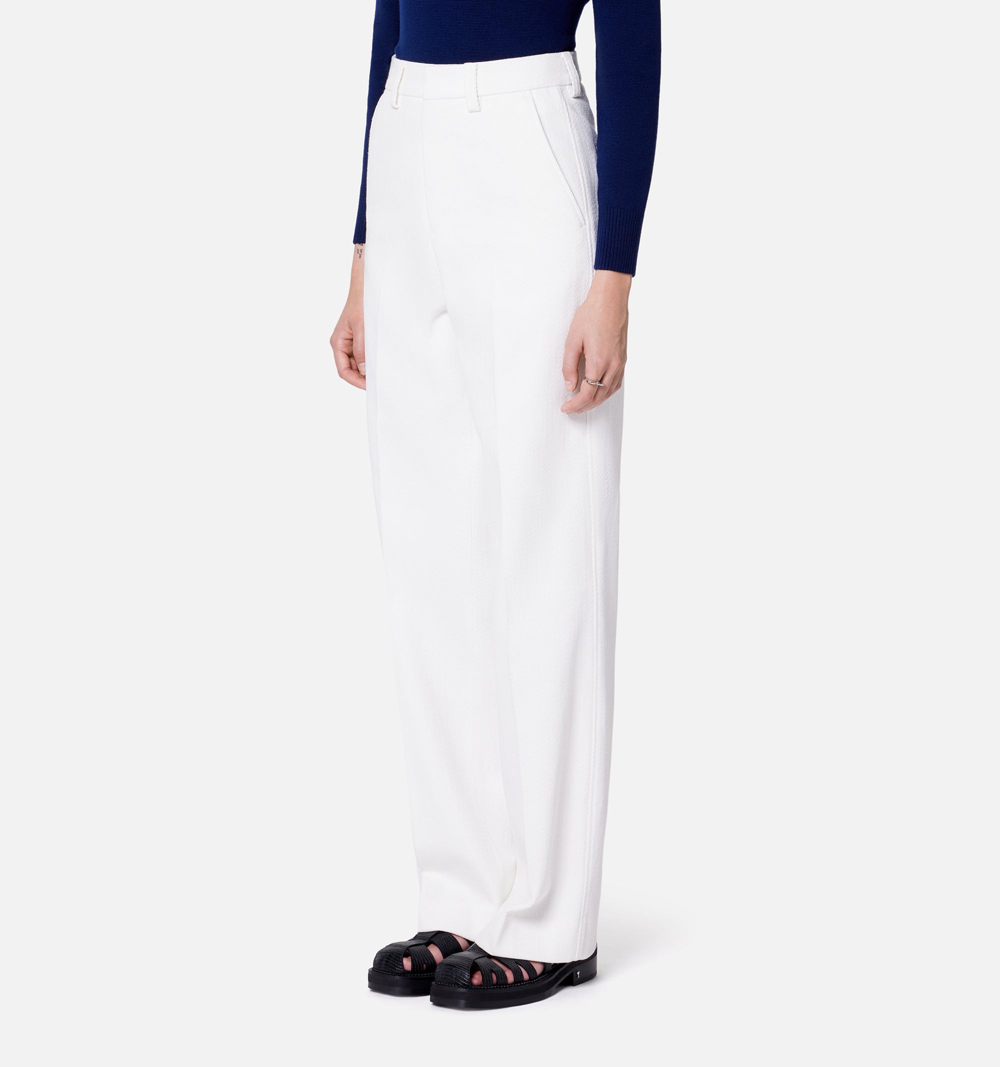 Pantalon droit à pinces - Natural White