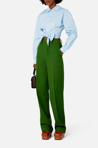 Pantalon large en laine - Evergreen
