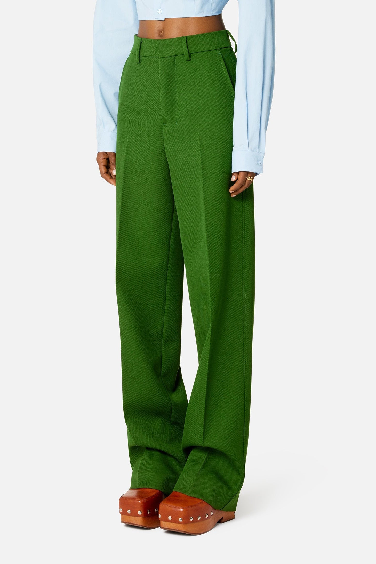 Pantalon large en laine - Evergreen