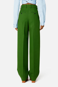 Pantalon large en laine - Evergreen