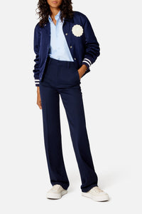 Pantalon droit en laine - Nautic Blue