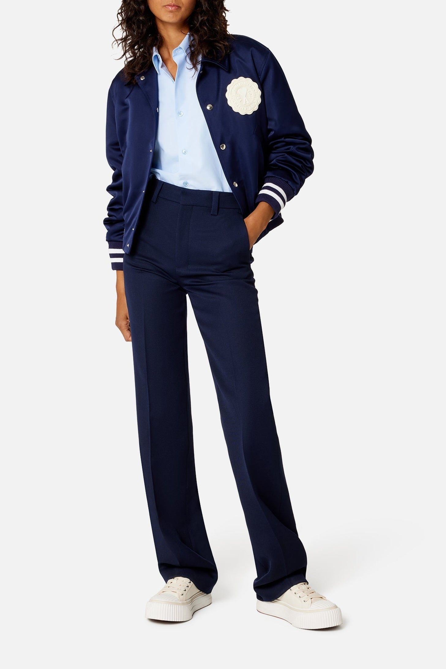 Pantalon droit en laine - Nautic Blue