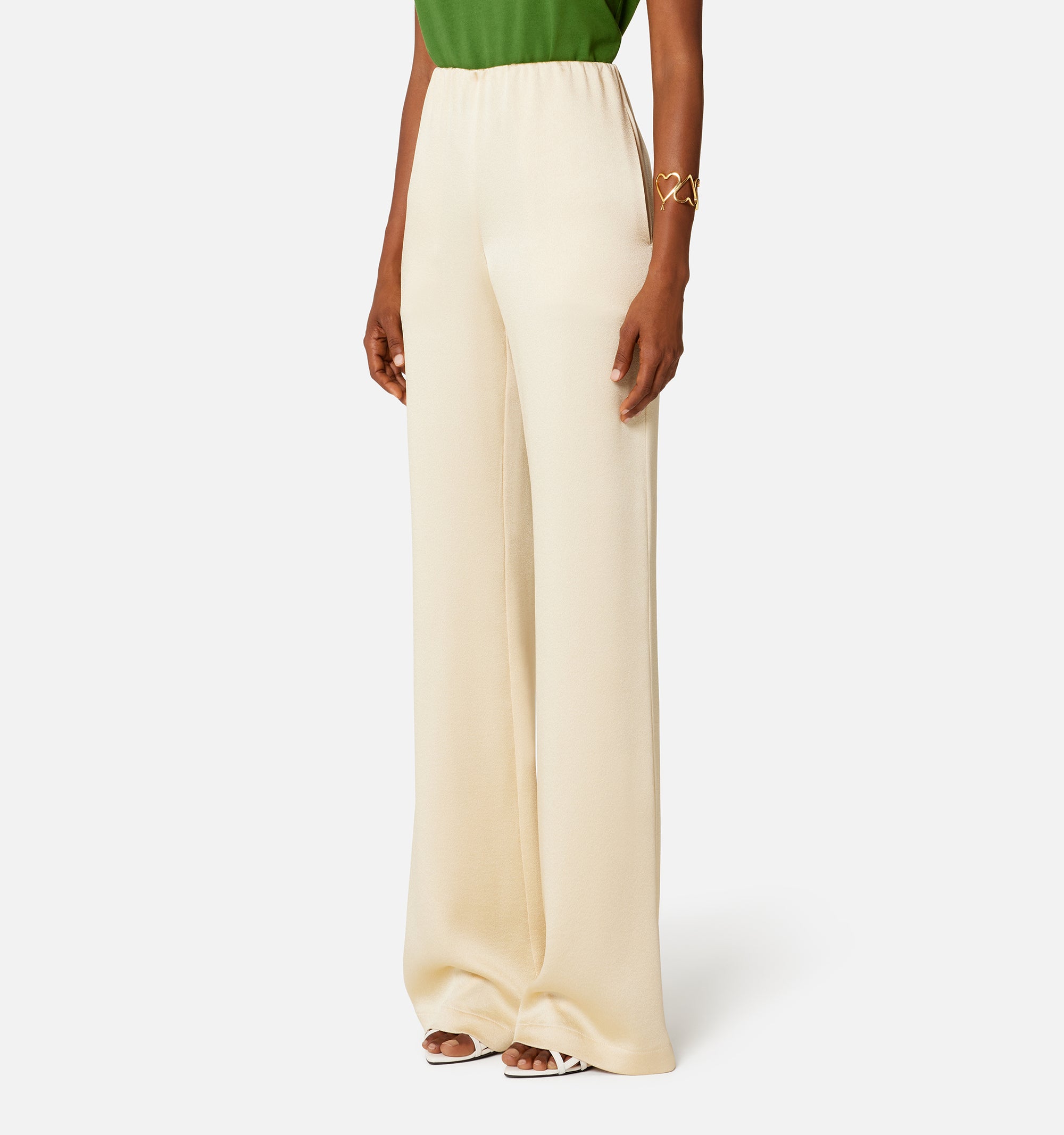 Pantalon evasé en soie mélangée - Vanilla