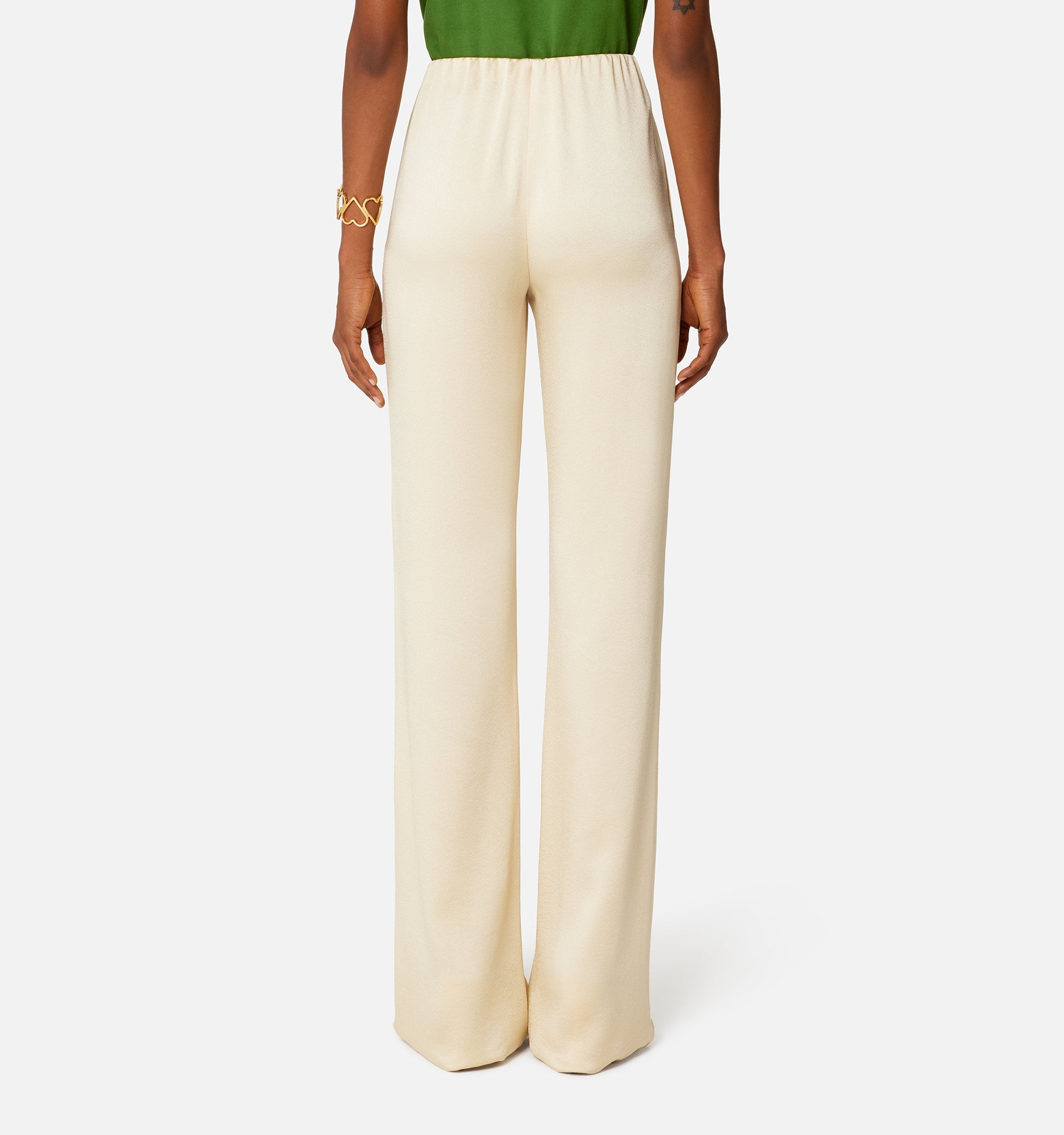 Pantalon evasé en soie mélangée - Vanilla
