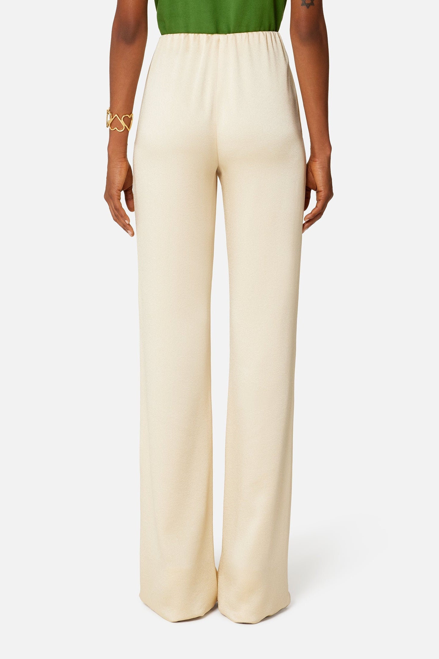 Flared silk blend trousers - Vanilla