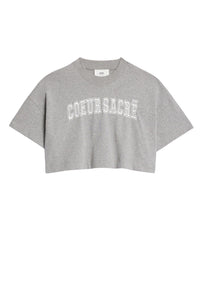 T-shirt court Cœur Sacré brodé - Heather Grey