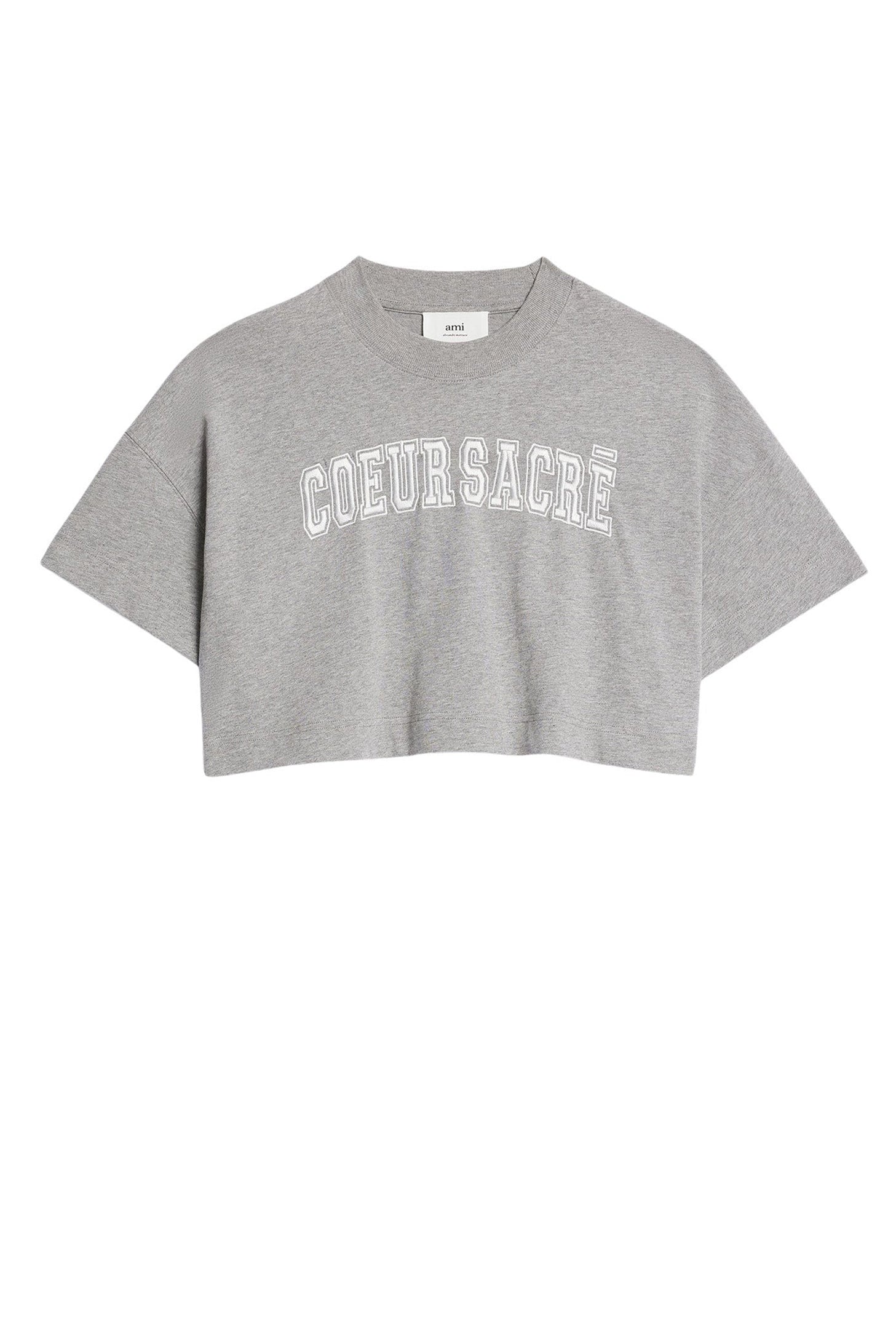 T-shirt court Cœur Sacré brodé - Heather Grey