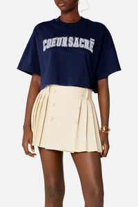 T-shirt court Cœur Sacré brodé - Nautic Blue