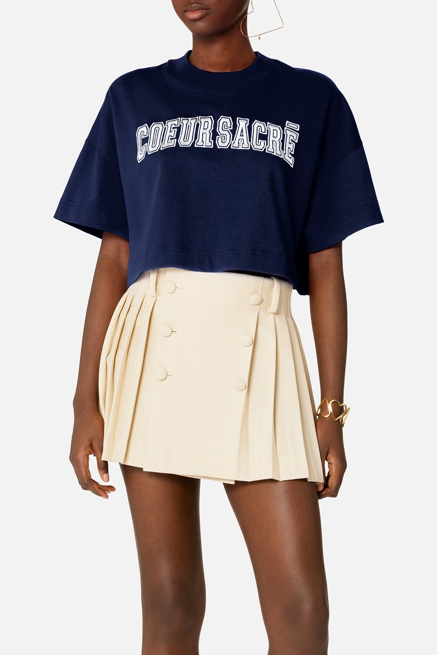 T-shirt court Cœur Sacré brodé - Nautic Blue