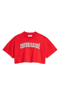 T-shirt court Cœur Sacré brodé - Scarlet Red