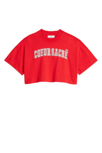 T-shirt court Cœur Sacré brodé - Scarlet Red