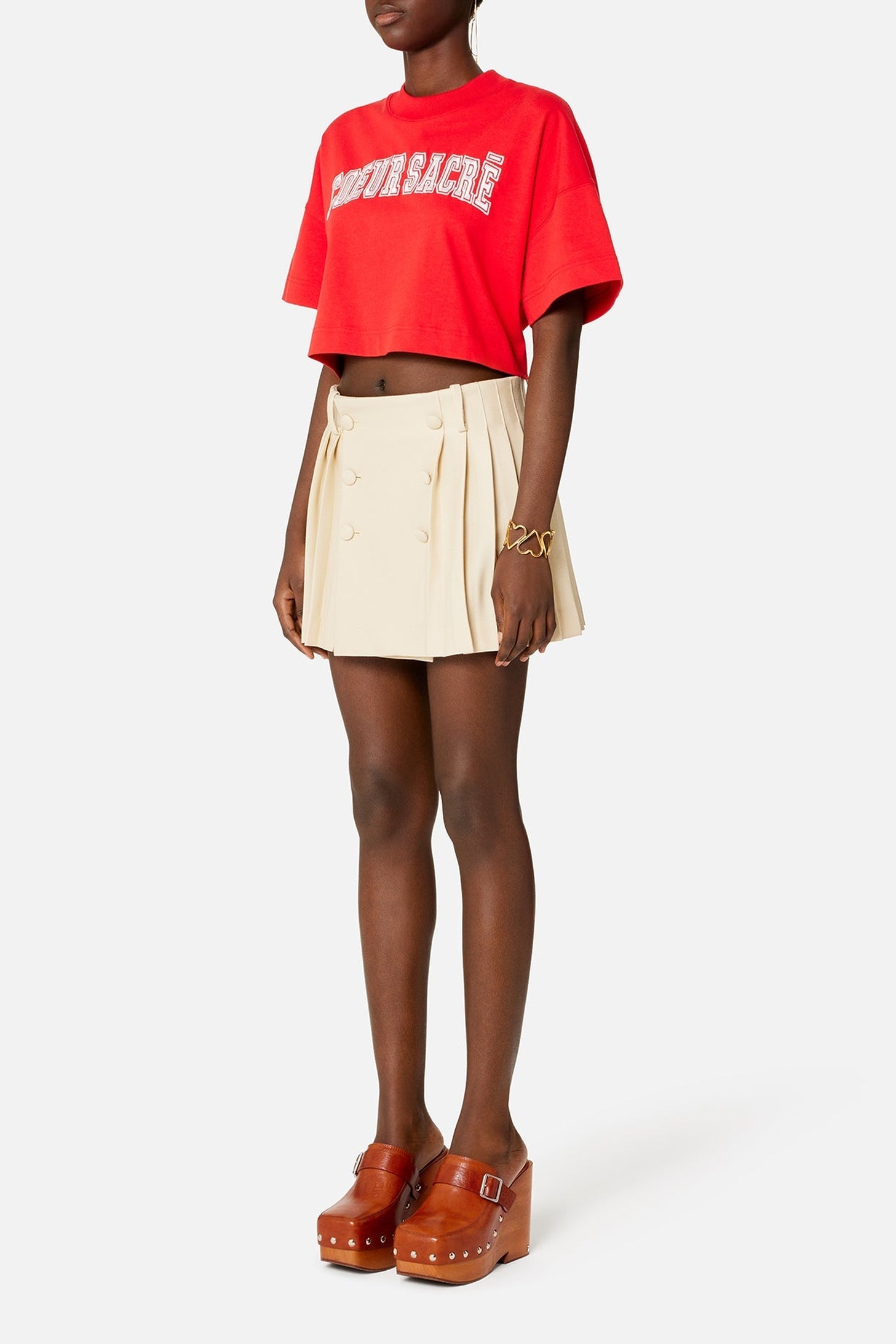 T-shirt court Cœur Sacré brodé - Scarlet Red