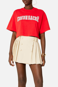 T-shirt court Cœur Sacré brodé - Scarlet Red