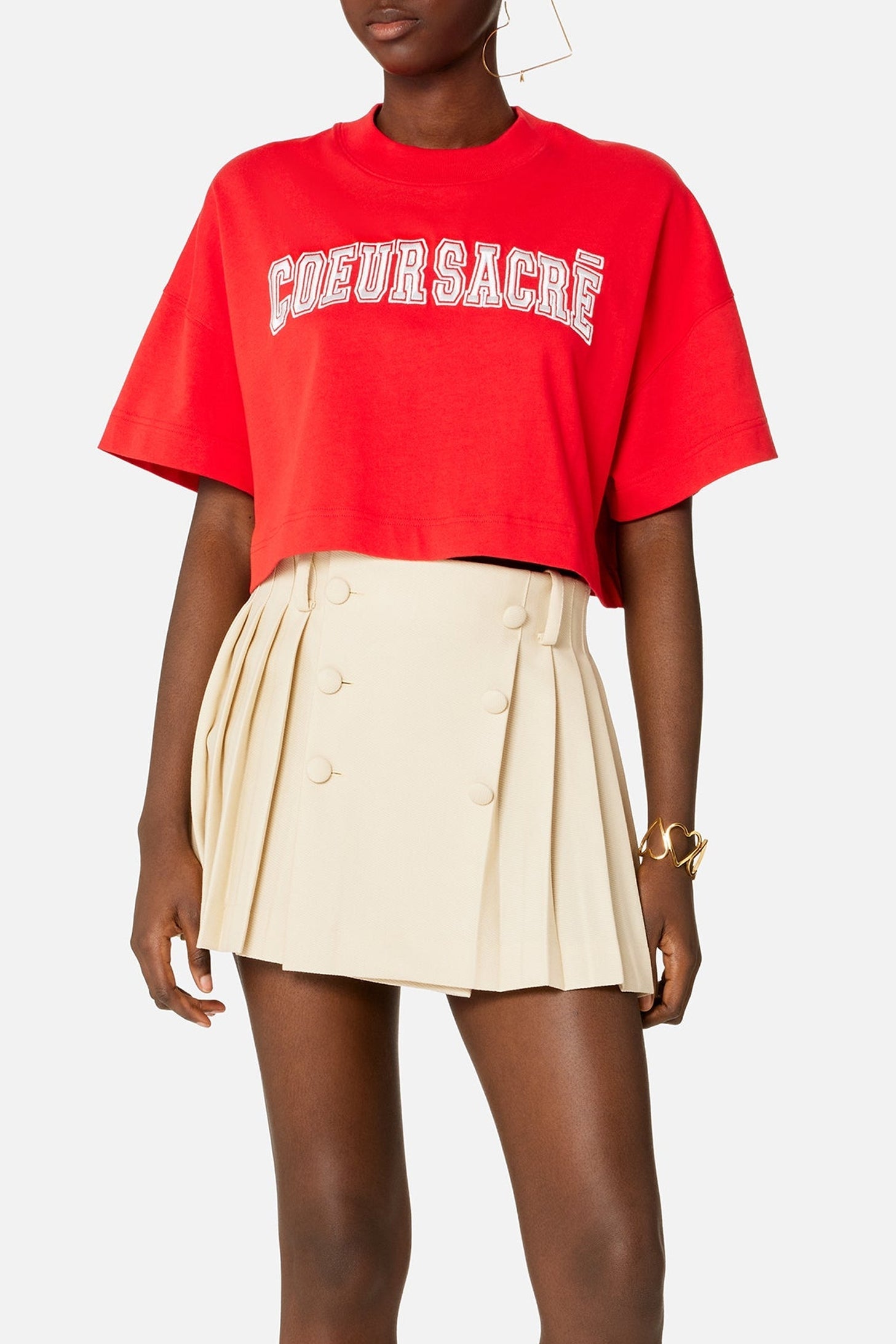 T-shirt court Cœur Sacré brodé - Scarlet Red