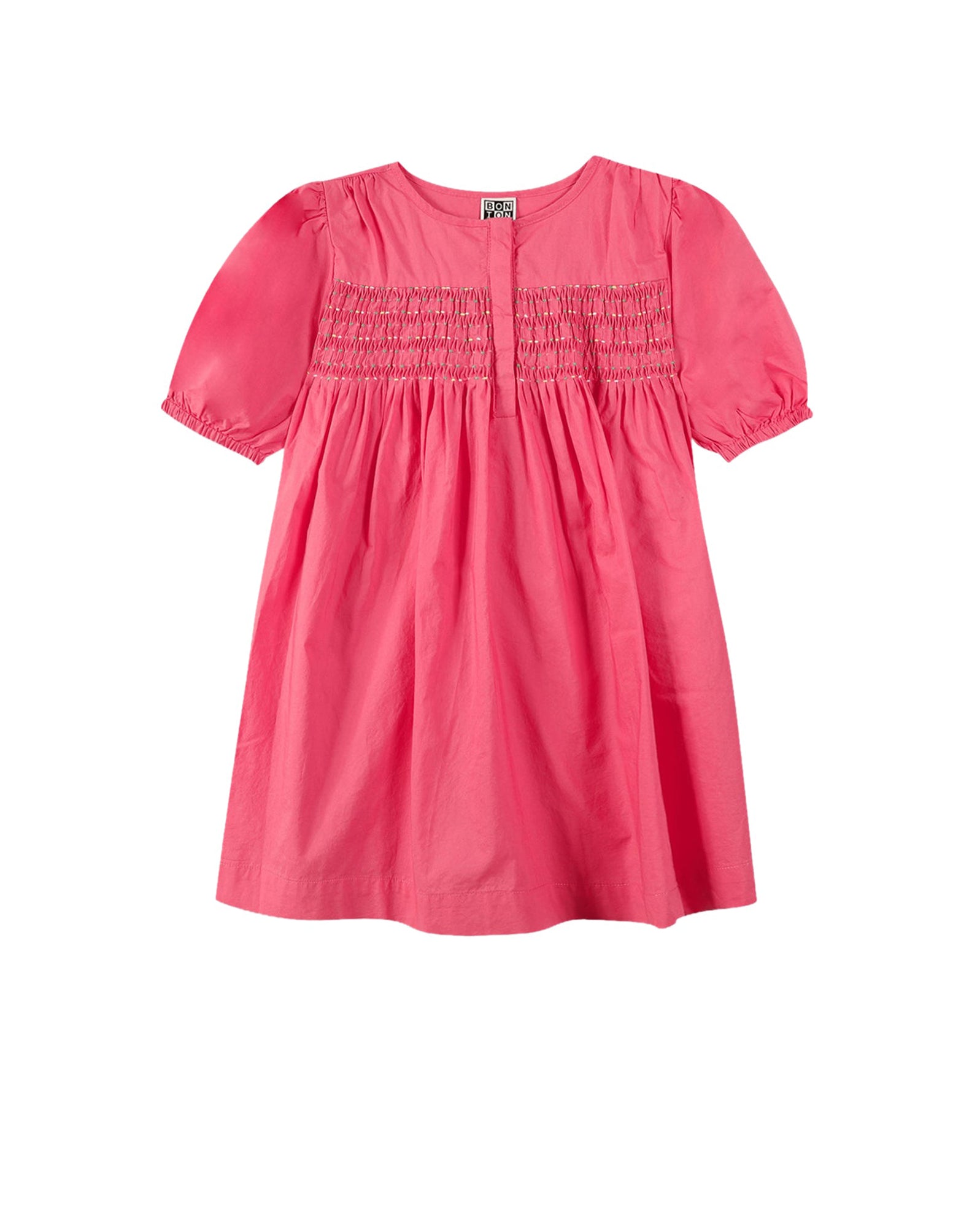 Robe smockée et rebrodée - Rose Masque