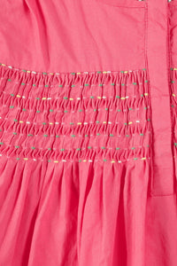 Robe smockée et rebrodée - Rose Masque