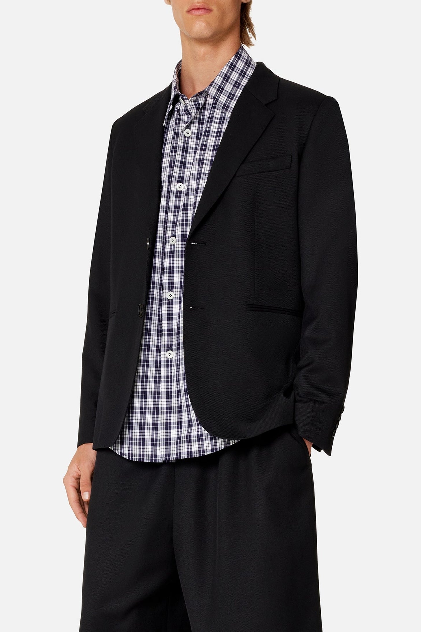 Blazer à boutons en laine mélangée - Black